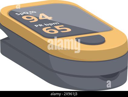 Grafico vettoriale isometrico di un pulsossimetro che visualizza i livelli di ossigeno nel sangue Illustrazione Vettoriale