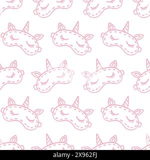 Maschera dormiente con motivo senza cuciture per corno unicorno Illustrazione Vettoriale