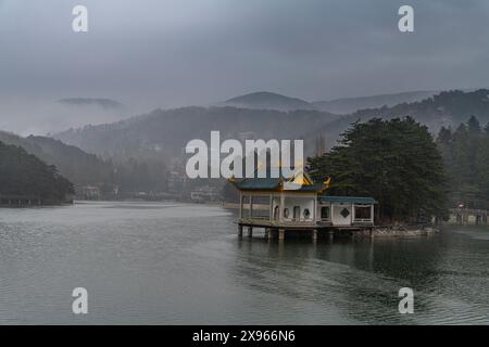 Nebbia, Monte Lu (Lushan), sito Patrimonio dell'Umanità dell'UNESCO, Jiujiang, Jiangxi, Cina, Asia Foto Stock
