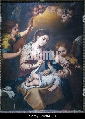 La Virgen de la Faja (la Vergine della benda), dipinto di Alonso Miguel de Tovar (XVIII secolo), Museo delle Belle Arti, Siviglia, Spagna Foto Stock