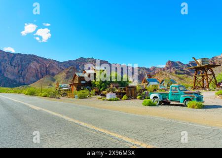 Nelson, Nevada - 15 aprile 2024: Sito turistico conosciuto come Nelson Ghost Town Foto Stock