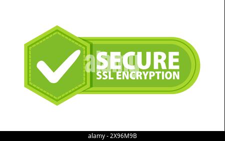 SSL Secure https Connection Badge con un segno di spunta. Etichetta o adesivo Illustrazione Vettoriale