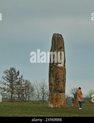 Gollenstein Menhir bei Blieskastel, Saarland, Alter CA. 4000 Jahre Foto Stock