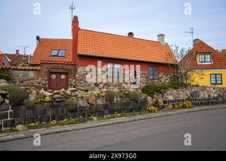 Antica strada della città di Ronne, Isola di Bornholm, Danimarca - 28 maggio 2024 Foto Stock