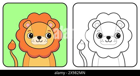 Libro da colorare per bambini con animali africani. Illustrazione vettoriale. Illustrazione Vettoriale