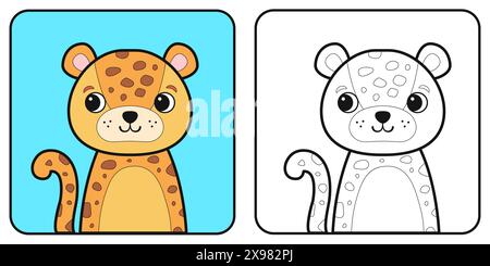 Libro da colorare per bambini con animali africani. Illustrazione vettoriale. Illustrazione Vettoriale