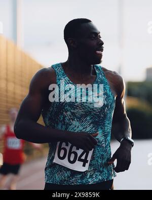 Stratford, Regno Unito. 26 maggio 2024. Durante il primo round della 400mm del Gran Premio di velocità di Stratford 2024. Crediti: George Tewkesbury/Alamy Live News Foto Stock