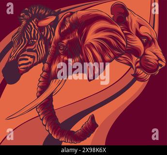 illustrazione vettoriale di testa animale di africa Illustrazione Vettoriale
