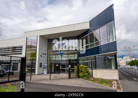 Vista esterna del quartier generale dell'ASM Clermont Auvergne, un club francese di rugby con sede a Clermont-Ferrand che gioca nella Top 14 Foto Stock