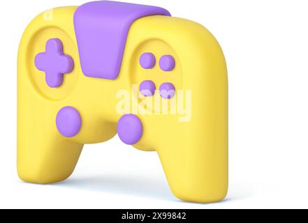 Joystick per gamepad gioco cyberspace tastiera controllo console con pulsante icona 3d illustrazione vettoriale realistica. Videogame online in realtà virtuale Illustrazione Vettoriale