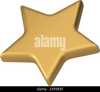 Premio Golden STAR cinque punti per la vittoria garanzia di qualità migliore icona isometrica 3d illustrazione vettoriale realistica. Feedback stellato Illustrazione Vettoriale
