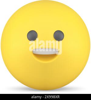 Smiley ridendo emoji gialla emoticon Happy Head Character icona 3d realistica illustrazione vettoriale. Il volto della creatura della comunicazione cyberspaziale dei social media Illustrazione Vettoriale
