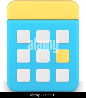 Pianifica il business planner l'evento l'indicatore di data dell'appuntamento la gestione del tempo l'organizzazione dell'illustrazione vettoriale realistica dell'icona 3D. Ciano badge promemoria calendario Illustrazione Vettoriale