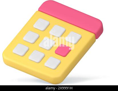 Calendario pianificazione aziendale marcatore data pagina Gestione del tempo organizzazione icona 3d illustrazione vettoriale realistica. Pianifica festività weekend promemoria evento Illustrazione Vettoriale