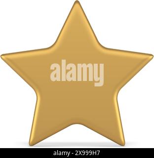 Logo premium metallico Golden STAR miglior tasso di feedback vincitore primo posto icona 3d realistica illustrazione vettoriale. Ratin elemento stellato a cinque punti Illustrazione Vettoriale