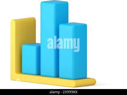 Grafico grafico a barre dati statistici analisi dinamica processo isometrico icona 3d realistico illustrazione vettoriale. Gestione dello schema infografico aziendale Illustrazione Vettoriale