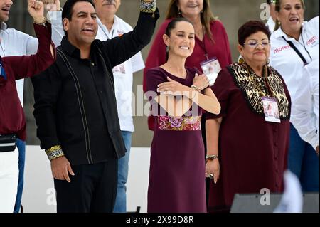 Non esclusiva: La candidata alla presidenza del Messico, Claudia Sheinbaum Pardo, dell'alleanza "Juntos Hagamos Historia", alla chiusura del Foto Stock