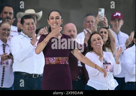 Non esclusiva: La candidata alla presidenza del Messico, Claudia Sheinbaum Pardo, dell'alleanza "Juntos Hagamos Historia", alla chiusura del Foto Stock