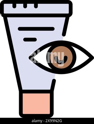 Icona colore crema occhi. Elemento semplice della collezione Skin Care. Crema occhi creativa. Disegno piatto isolato dal vettore. Illustrazione Vettoriale