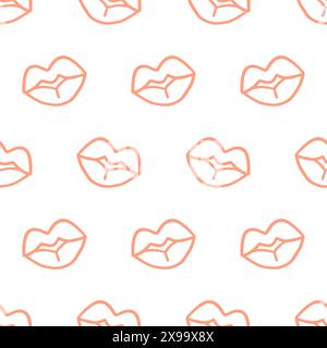 Lips Kisses Letters motivo senza cuciture Illustrazione Vettoriale