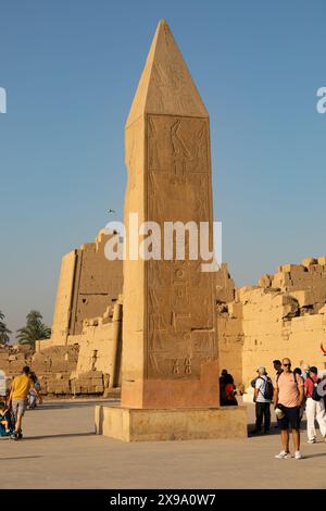 Obelisco del faraone re Thutmose i, Tempio di Karnak, Luxor, Egitto Foto Stock