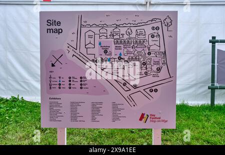 Mappa del sito, Hay Festival, Hay-on-Wye, Powys, Galles Foto Stock