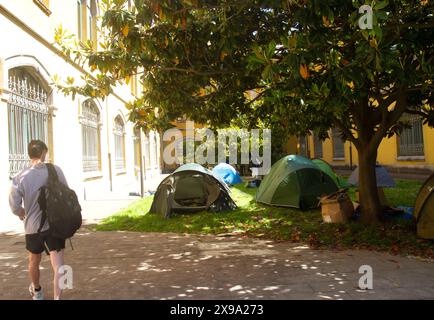 Asturie, Spagna. 29 maggio 2024. Un ultra minaccia gli studenti accampati per la Palestina all'Università di Oviedo, gli studenti in concentrazione a causa degli ultimi eventi a Rafah. (Credit Image: © Mercedes Menendez/Pacific Press via ZUMA Press Wire) SOLO PER USO EDITORIALE! Non per USO commerciale! Foto Stock