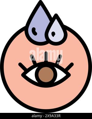 Disegno vettoriale dell'icona del colore della goccia dell'occhio. Semplice illustrazione piatta. Disegno isolato vettoriale. Illustrazione Vettoriale