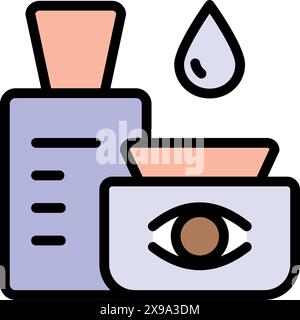 Icona colore crema occhi. Essenza per occhi per linee sottili e pieghe. Idratante, lozione, essenza, segno di siero. Elemento semplice della collezione Skin Care. VEC Illustrazione Vettoriale