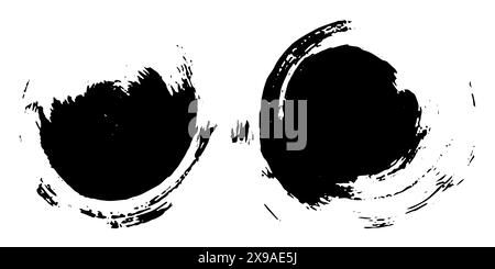 Grunge i rotoli sporchi per il tuo progetto. Raccolta di tratti di vernice acrilica vettoriale nera isolati su sfondo bianco. Pennellate, macchie, gocce Illustrazione Vettoriale