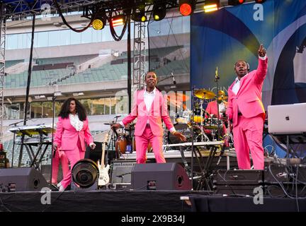 La leggendaria Funk Band Midnight Star si esibisce dal vivo Foto Stock