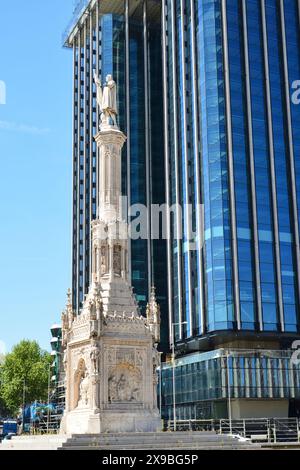 Madrid, Spagna - 13 aprile 2024. Monumento a Cristoforo Colombo. Foto Stock