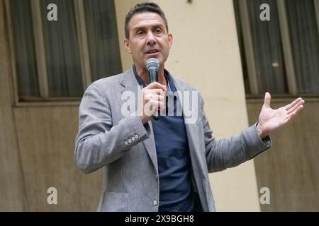 Italia, Arezzo, 30 maggio 2024: Il generale Roberto Vannacci durante una manifestazione elettorale. Roberto Vannacci si candida alla Lega alle prossime elezioni europee. Foto © Daiano Cristini/sintesi/Alamy Live News Foto Stock