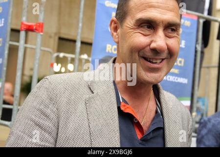 Italia, Arezzo, 30 maggio 2024: Il generale Roberto Vannacci durante una manifestazione elettorale. Roberto Vannacci si candida alla Lega alle prossime elezioni europee. Foto © Daiano Cristini/sintesi/Alamy Live News Foto Stock