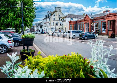 High Street a Moffat, Dumfries & Galloway, Scozia Foto Stock