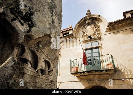 Piazza a Baiona, Pontevedra, Spagna Foto Stock