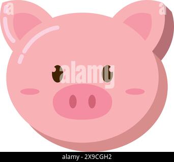 Carino personaggio di maiale kawaii animale, emoticon Vector Illustrazione Vettoriale