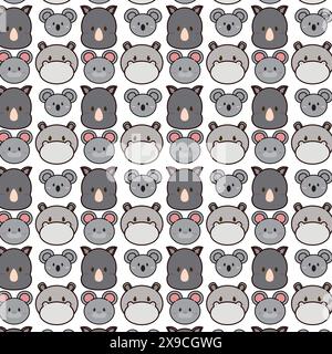 Kawaii modello emoticon animale sfondo Vector Illustrazione Vettoriale