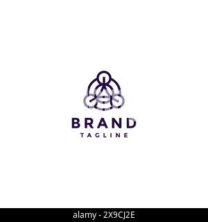 Icona esclusiva del drone con design del logo a tre eliche. Design del logo dei droni con tre eliche. Illustrazione Vettoriale