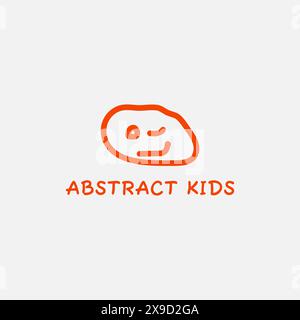 Logo del viso del bambino sorridente adatto per il canale dei bambini. Illustrazione Vettoriale