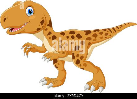 Illustrazione vettoriale dei cartoni animati Tyrannosaurus Rex su sfondo bianco Illustrazione Vettoriale