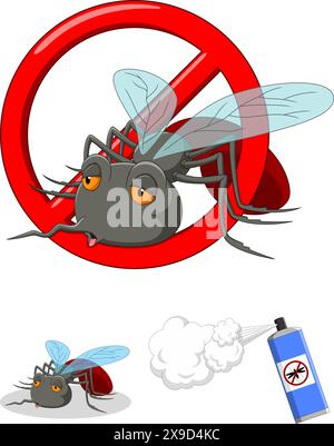nessun segno di zanzara, stop segno di zanzara illustrazione vettoriale Illustrazione Vettoriale