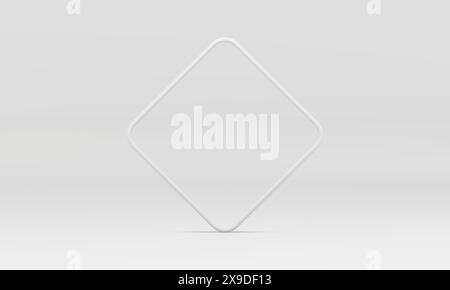 Bordo rombo 3d bianco elegante elemento decorativo di tendenza per un design di qualità realistico illustrazione vettoriale. Base verticale quadrata telaio geometrica obj Illustrazione Vettoriale