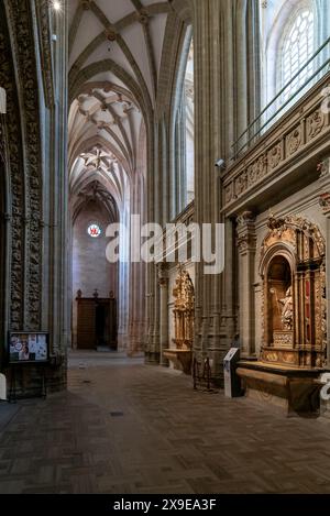 Astorga, Spagna - 12 aprile 2024: Veduta della navata laterale della Cattedrale di Santa Maria ad Astorga Foto Stock