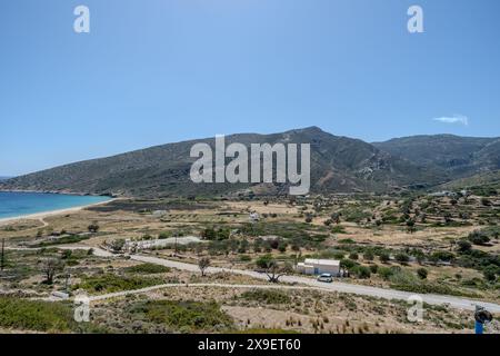 Vista panoramica della pittoresca e popolare isola di iOS Greece Foto Stock