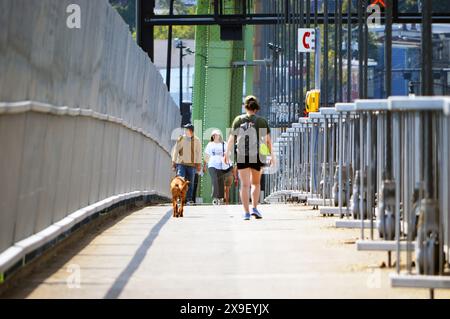 Passerella pedonale sul ponte Angus L. Macdonald a Halifax, nuova Scozia, Canada Foto Stock