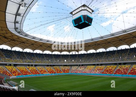 Bucarest, Romania - 23 maggio 2024: Stadio Empty National Arena di Bucarest. Foto Stock