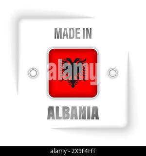 Prodotto in Albania grafica ed etichetta. Elemento di impatto per l'uso che si desidera fare di esso. Illustrazione Vettoriale