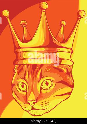 illustrazione vettoriale del gatto in corona su sfondo bianco Illustrazione Vettoriale