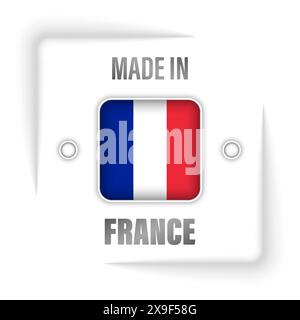 Made in France grafica ed etichetta. Elemento di impatto per l'uso che si desidera fare di esso. Illustrazione Vettoriale